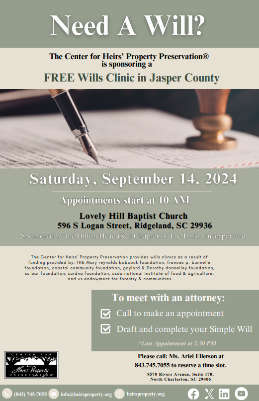 Free Wills Clinic in Jasper County